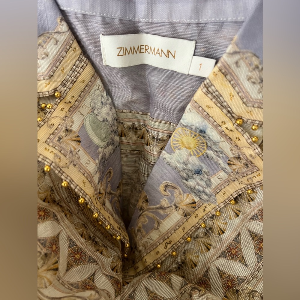 NEW Zimmermann High Tide Linen Silk Belted Odyssey Organza Mini Dress Siz US 1&2 - Picture 16 of 16
